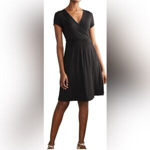 Boden Black Jersey Knit Crossover V-Neck Dress Size 8
